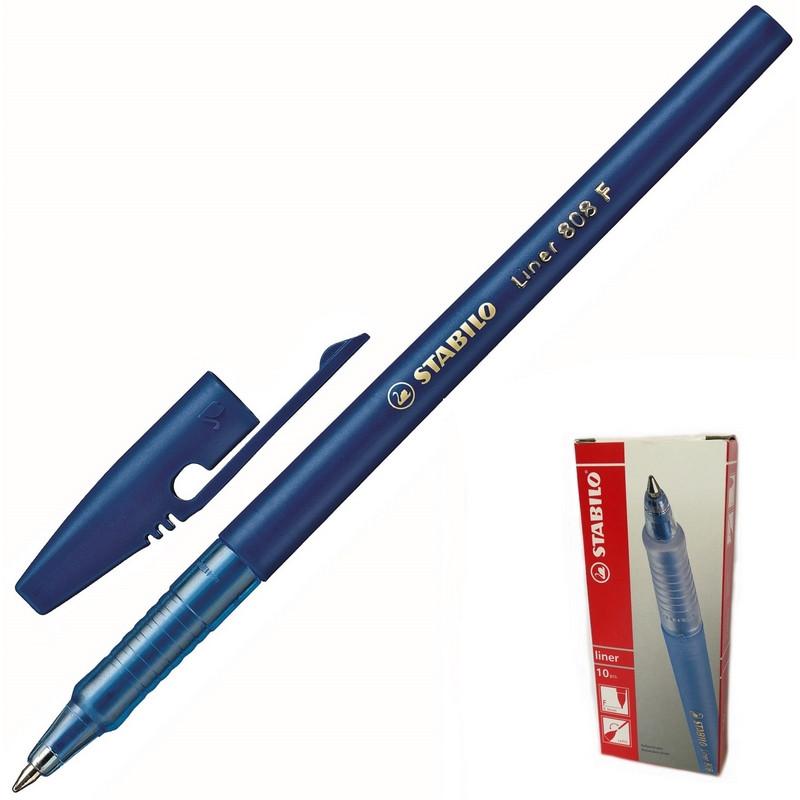 

Ручка шариковая Stabilo Liner F, синий, пластик, колпачок (808/41-f), Liner F