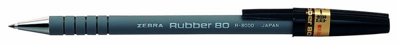 

Ручка шариковая Zebra RUBBER 80, черный, каучук микропористый, колпачок (R-8000-BK), RUBBER 80