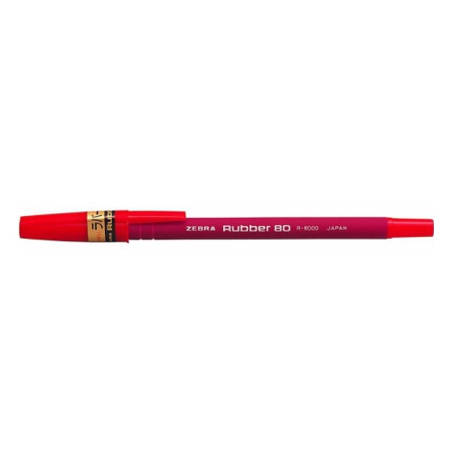 Ручка шариковая Zebra RUBBER 80, красный, каучук микропористый, колпачок (R-8000-R)
