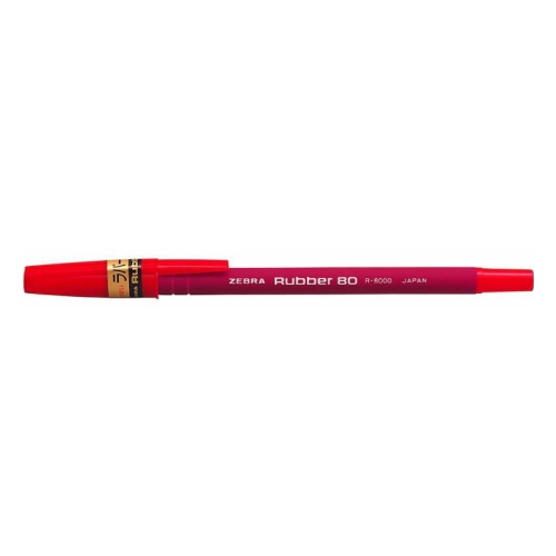 

Ручка шариковая Zebra RUBBER 80, красный, каучук микропористый, колпачок (R-8000-R), RUBBER 80