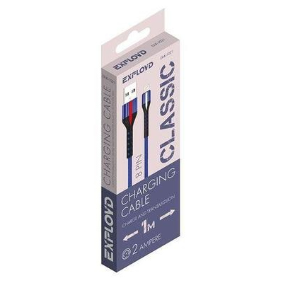 

Кабель USB 2.0(Am)-Lightning 8-pin(m), 2A, 1м, синий Exployd Classic EX-K-1021 (EX-K-1021), EX-K-1021