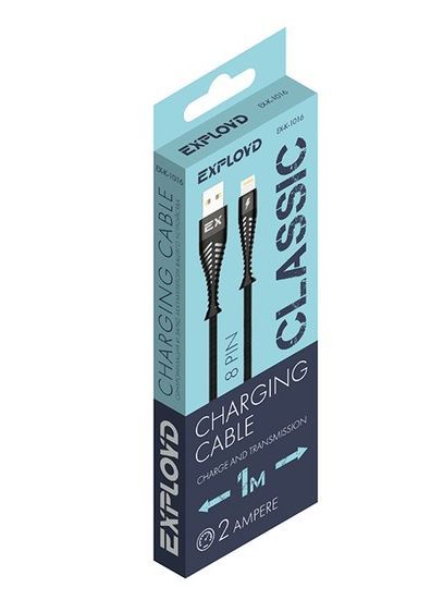 

Кабель USB 2.0(Am)-Lightning 8-pin(m), 2A, 1м, черный Exployd Classic EX-K-1016 (EX-K-1016), EX-K-1016