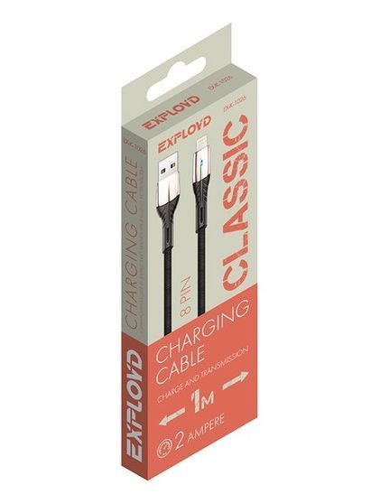 

Кабель USB 2.0(Am)-Lightning 8-pin(m), 2A, 1м, черный Exployd Classic EX-K-1026 (EX-K-1026), EX-K-1026