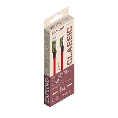 

Кабель USB 2.0(Am)-Lightning 8-pin(m), плоский, 2.1A, 1м, красный Exployd Classic EX-K-1037 (EX-K-1037), EX-K-1037