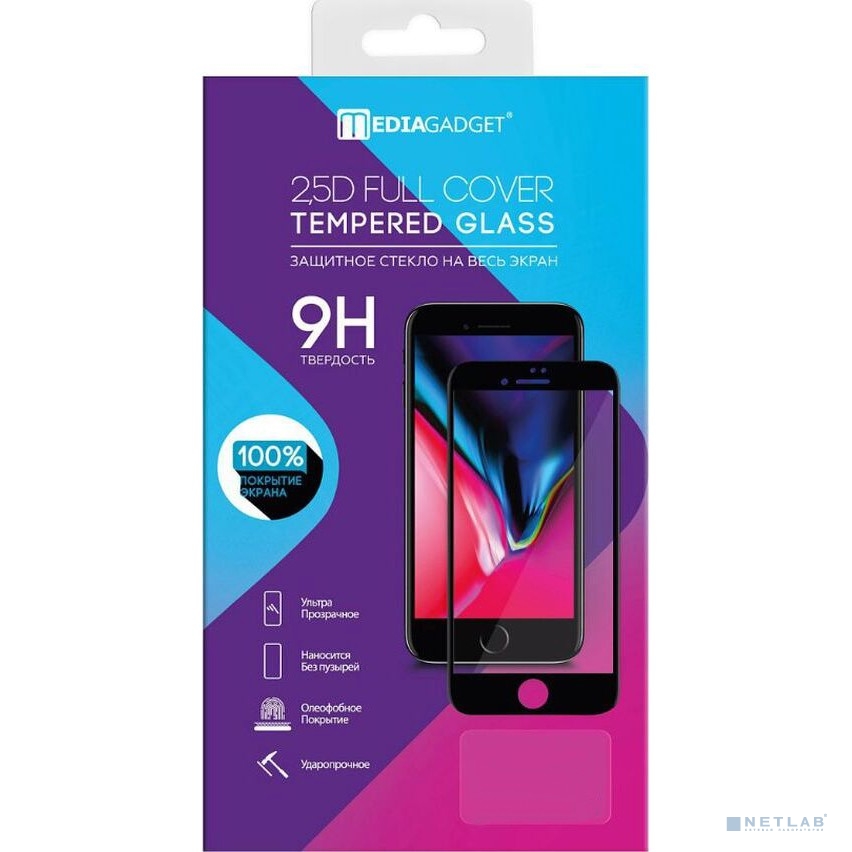 Защитное стекло MEDIAGADGET для экрана смартфона Samsung Galaxy Note 10+, FullScreen, поверхность глянцевая, черная рамка, 3D (1828600)