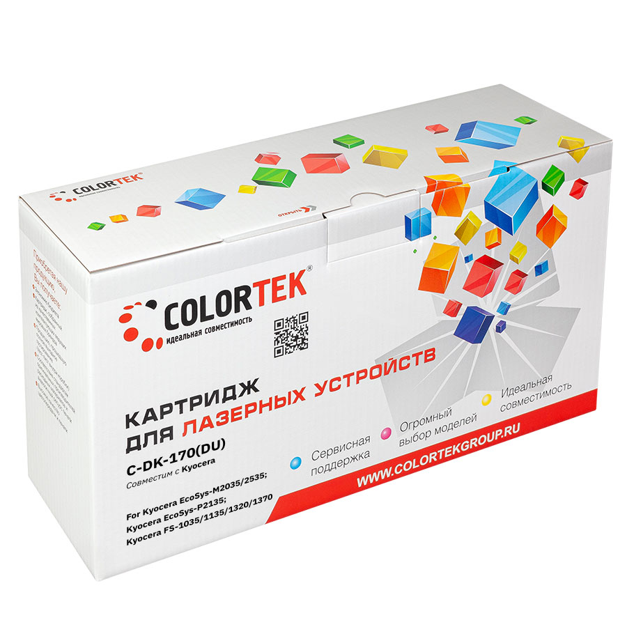 Драм-картридж (фотобарабан) лазерный Colortek CT-DK-170 (DK-170/302LZ93060/302LZ93061), черный, 100000 страниц, совместимый, для Kyocera ECoSYs-M2035/P2135/M2535/FS-1035/FS-1135/FS-1320/FS-1370, без чипа - фото 1