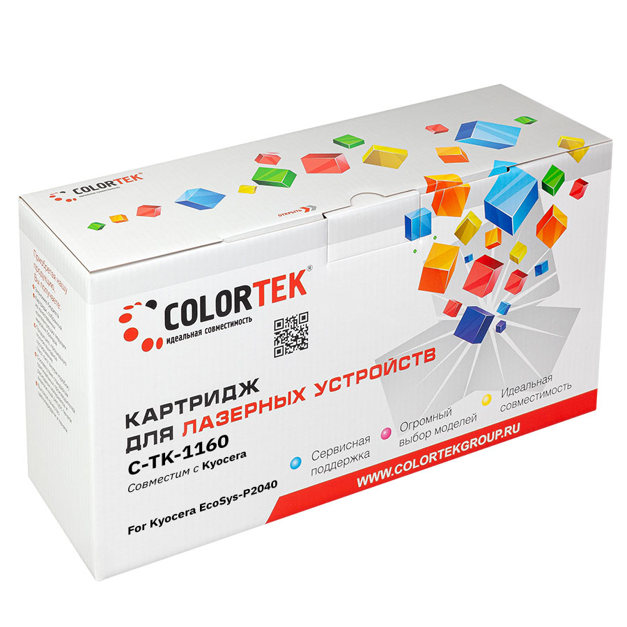 Картридж Colortek СТ-TK-1160, черный, 7200 страниц
