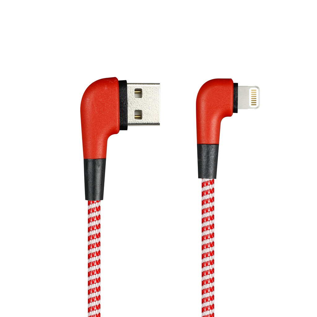 

Кабель USB-Lightning 8-pin(m), угловой, 2A, 1м, красный Smartbuy SOCKS L-TYPE (iK-512NSL red), SOCKS L-TYPE