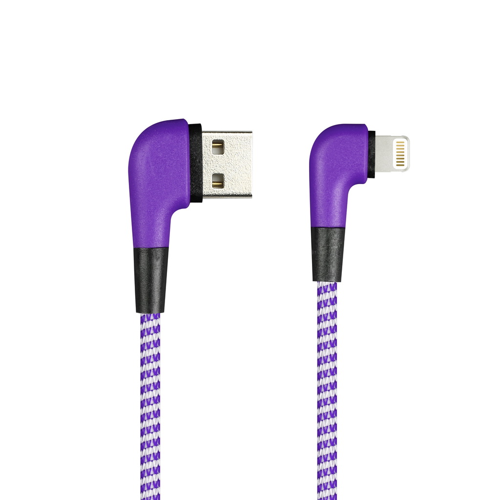 

Кабель USB-Lightning 8-pin, угловой, 2A, 1м, фиолетовый Smartbuy SOCKS L-TYPE (iK-512NSL violet), SOCKS L-TYPE
