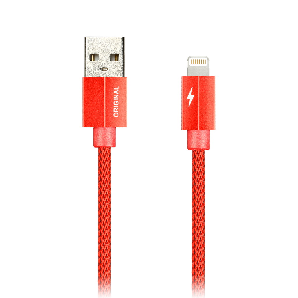 

Кабель USB-Lightning 8-pin(m), 2A, 1м, красный Smartbuy TWILL METAL (ik-512TWM red), TWILL METAL