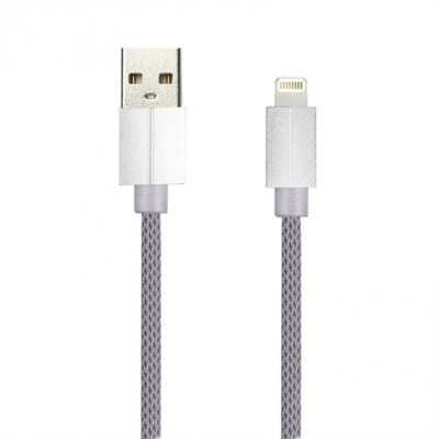 

Кабель USB-Lightning 8-pin(m), 2A, 1м, серый Smartbuy TWILL METAL (iK-512TWM gray), TWILL METAL