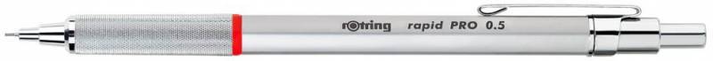 

Карандаш механический 0.5мм, с ластиком, металл, серебристый, Rotring RAPID PRO (1904255), RAPID PRO