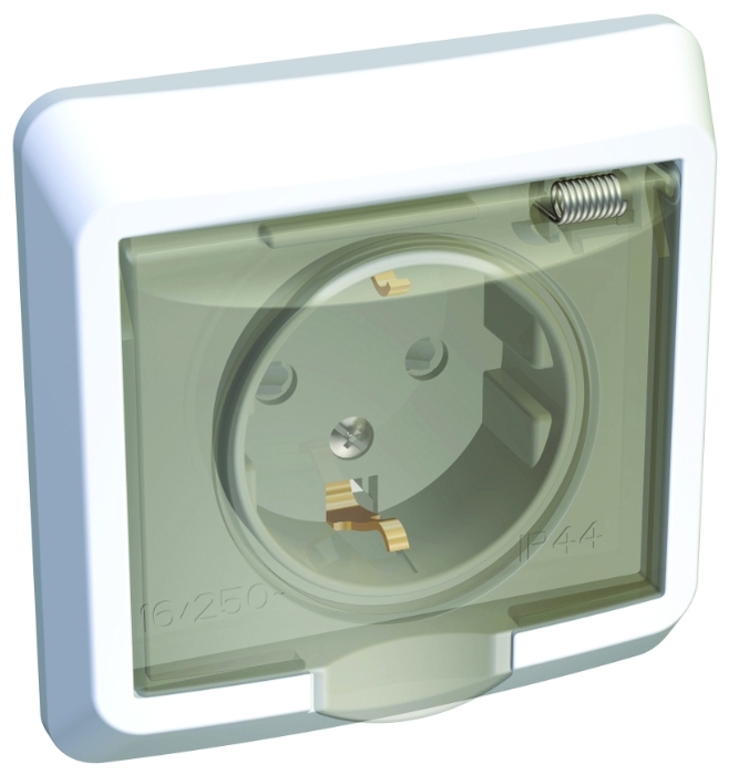 

Розетка Schneider Electric ЭТЮД, скрытый монтаж, однопостовая, с з/к, со шторками, с крышкой, 16A, в сборе, IP44, белый (9723087)