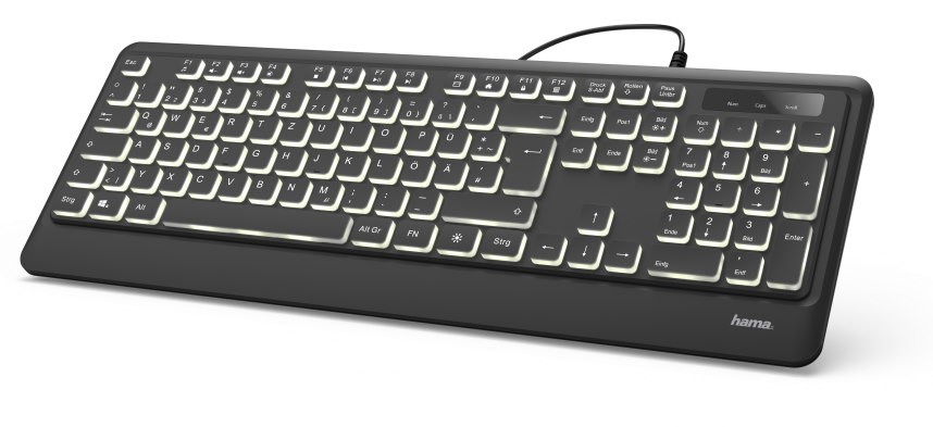 

Клавиатура проводная Hama KC-550, мембранная, подсветка, USB, черный (R1182671), KC-550