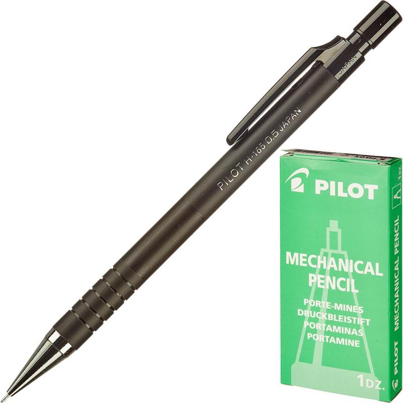 

Карандаш механический 0.5мм, с ластиком, пластик, черный, Pilot H-165-B (97473), H-165-B
