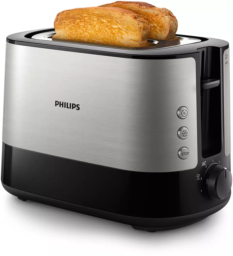 Тостер Philips HD2635/90 950Вт, подогрев, размораживание, нержавеющая сталь/черный (HD2635/90), цвет нержавеющая сталь/черный HD2635/90 HD2635/90 - фото 1