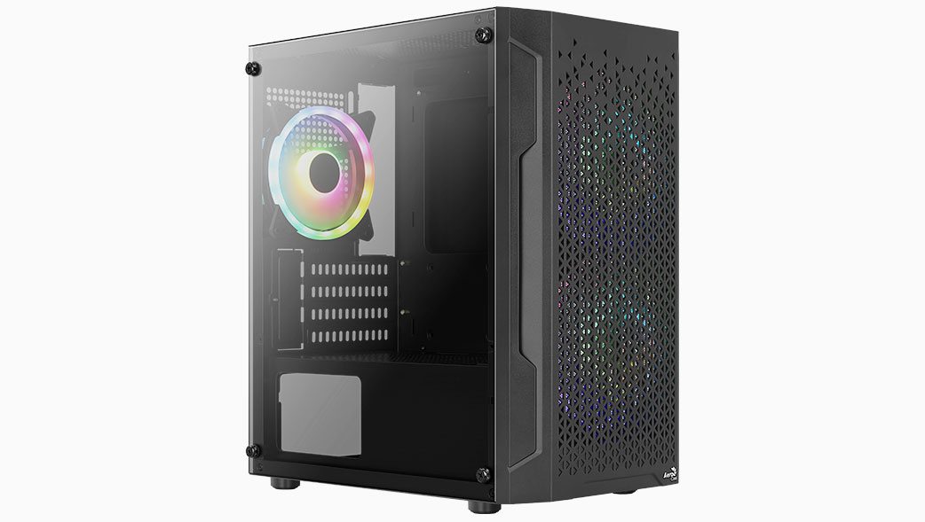 Корпус AeroCool Trinity Mini-G-BK v2, mATX, Mini-Tower, 2xUSB 3.0, черный, без БП (4710562758627 )