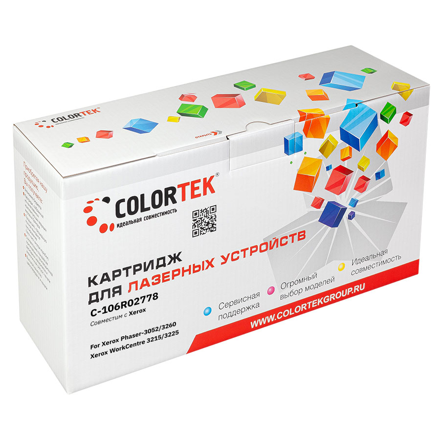 

Картридж лазерный Colortek CT-106R02778 (106R02778), черный, 3000 страниц, совместимый для Xerox Phaser 3052/WorkCentre 3215/3225/3260