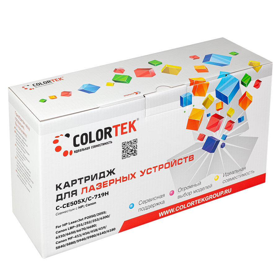 

Картридж лазерный Colortek CT-CE505X/C719H (CE505X/CF280X, 719H), черный, 2300 страниц, совместимый для LJ P2050/P2055/LBP-251/LBP-252/LBP-253/LBP-6300/LBP-6310/LBP-6650/LBP-6670/LBP-6680/MF-411/MF-416/MF-418/MF-419/MF-5840/MF-5880/MF-5940/MF-5980/MF-6140