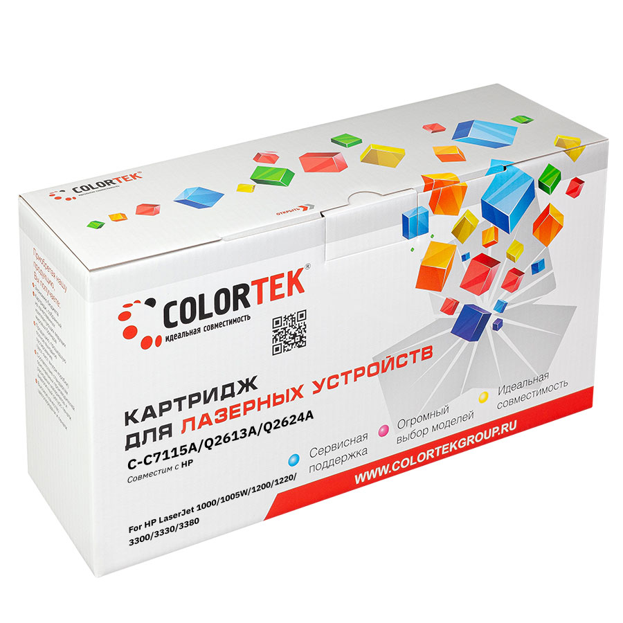 

Картридж лазерный Colortek CT-C7115A/Q2613A/Q2624A (C7115A/Q2613A/Q2624A), черный, 2500 страниц, совместимый для LJ 1000/1005W/1200/1220/3300/3330/3380/LBP 1010