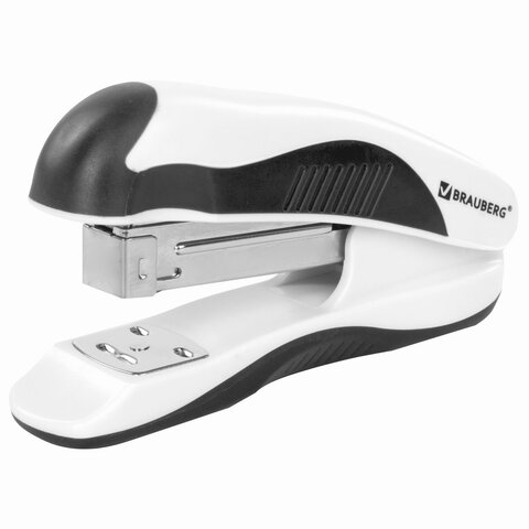 

Степлер ручной до 25 листов - 24/6, 26/6 , белый/черный, Brauberg JET PRO (228585), JET PRO