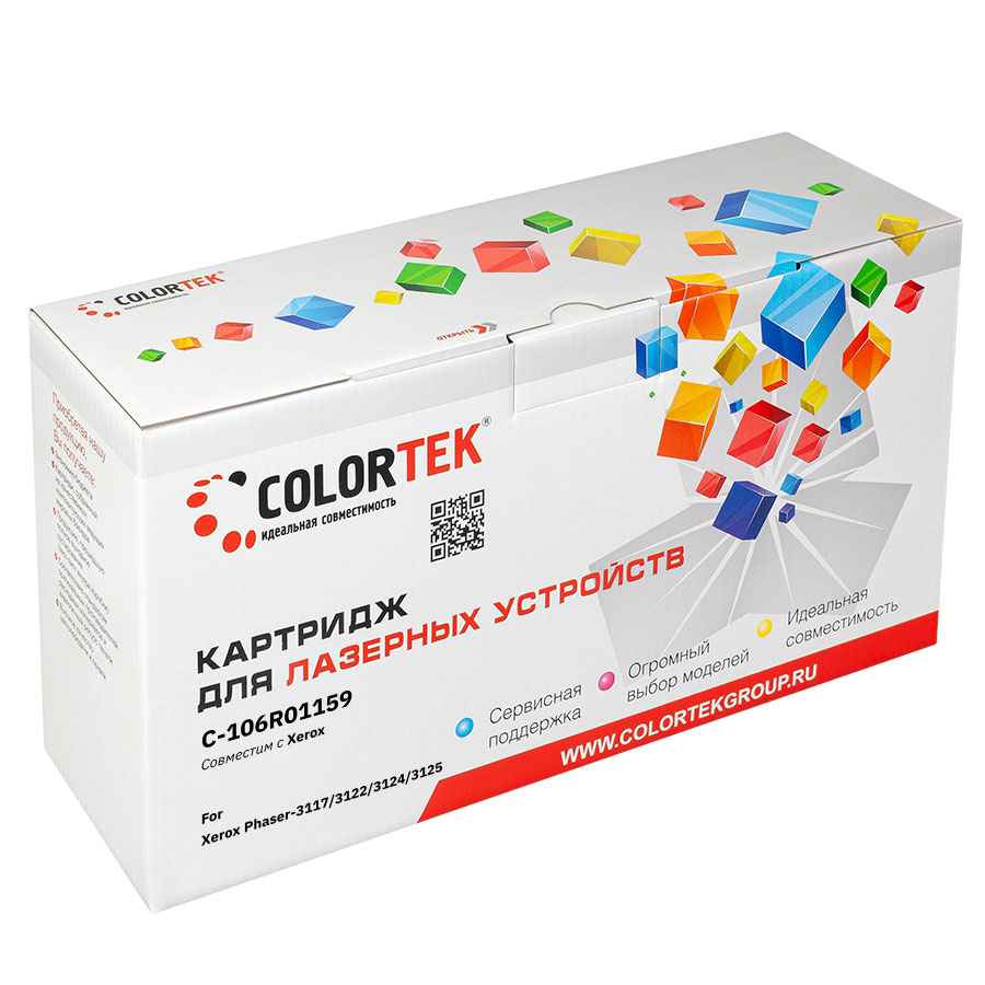

Картридж Colortek СТ-106R01159 для Xerox P3117/3122/3124/3125N, 3000 стр., черный