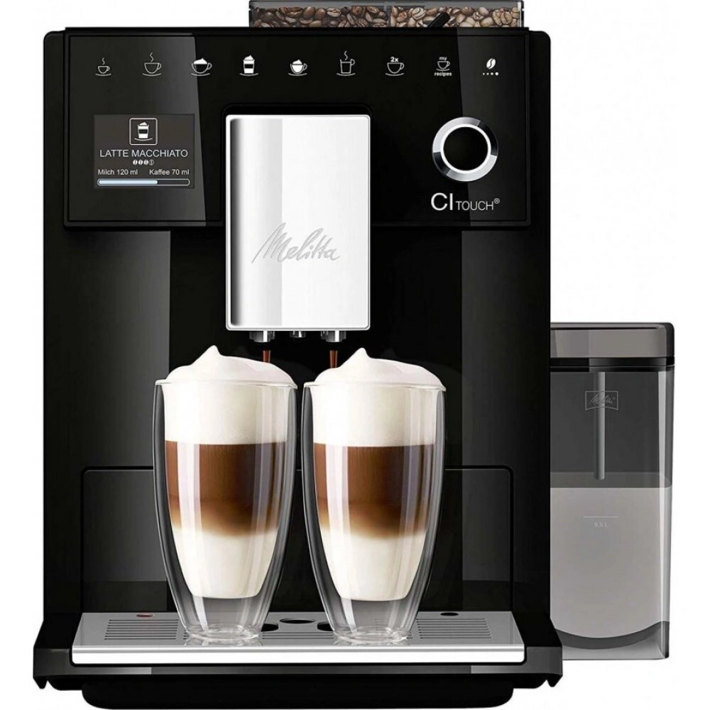 Кофемашина автоматическая Melitta Caffeo F 630-102 CI Touch, зерновой / молотый, 1.8л, автоматический капучинатор, металлические жернова, дисплей, черный, 1400Вт (21779)