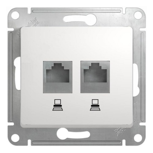 

Розетка RJ-45+RJ-45 скрытый монтаж категория 5e, механизм без рамки, белый, Schneider Electric GLOSSA (GSL000185KK)