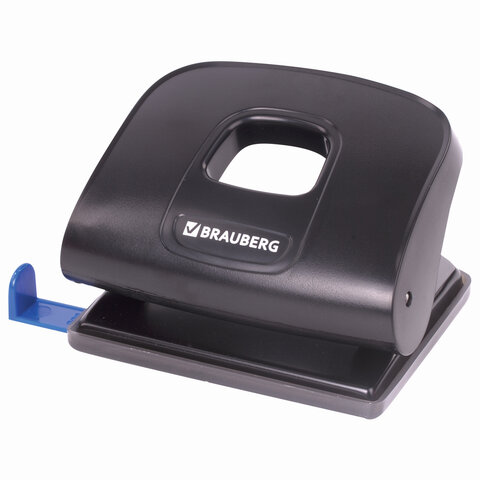 

Дырокол 20 листов, 2 отверстия 6мм, линейка, черный, BRAUBERG Extra (229091), Extra