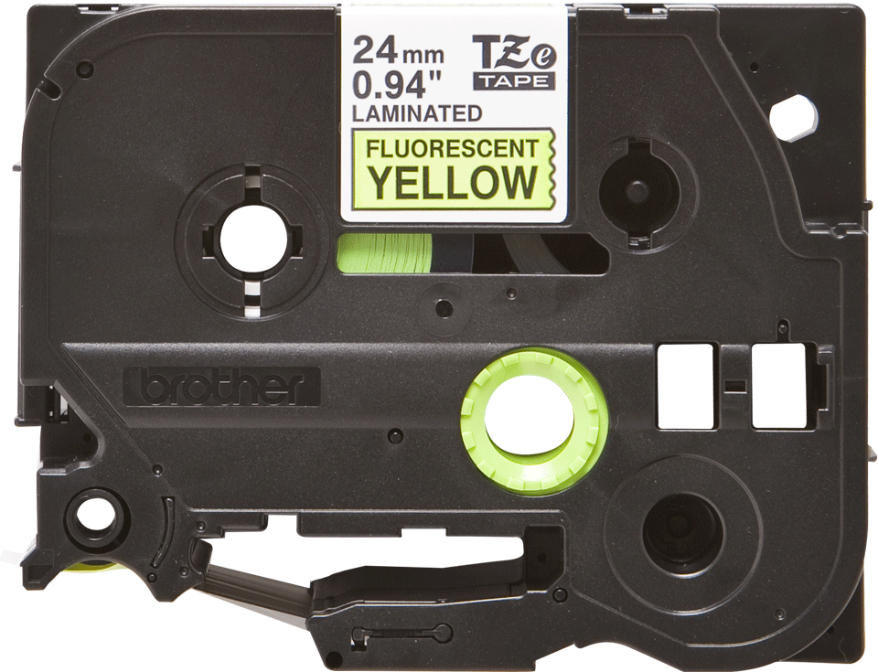 Кассета с наклейками Brother TZe-C51, 2.4 см x 5 м, черный на флуоресцентный желтый, оригинальная (TZeC51)