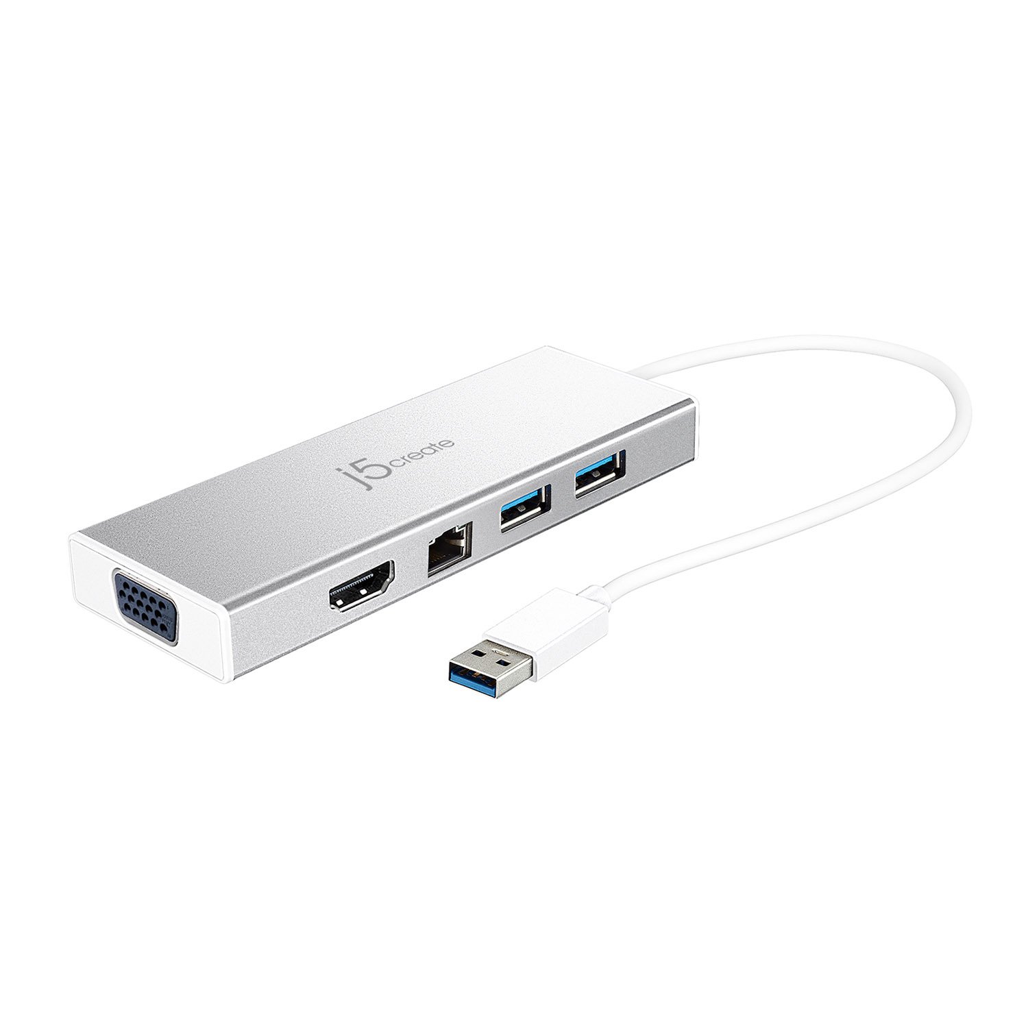 

Док-станция j5create USB 3.0 Mini Dock, 2xUSB 3.0/VGA-DB 15-pin/HDMI/GLAN/USB Micro B, серебристый/белый (JUD380), USB 3.0 Mini Dock