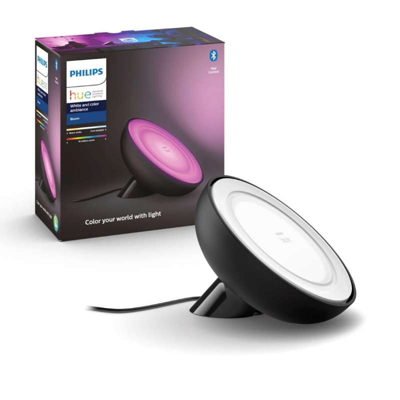 Умный настольный светильник Philips Hue Bloom gen 4 EU/UK, светодиоды, 7 Вт, 2000–6500K/500лм, черный (929002376001)