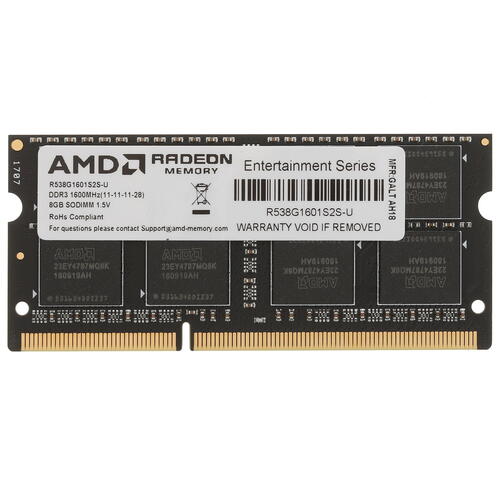 

Память DDR3 SODIMM 8Gb, 1600MHz, CL11, 1.5V AMD R5 Entertainment (R538G1601S2S-U), R538G1601S2S-U