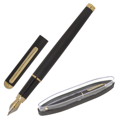 Ручка перьевая Brauberg Maestro, синий, металл, колпачок, подарочная упаковка (143471)