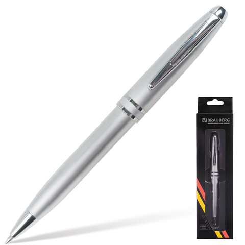 

Ручка шариковая автомат Brauberg Oceanic Silver, синий, металл, картонная коробка (140723), Silver
