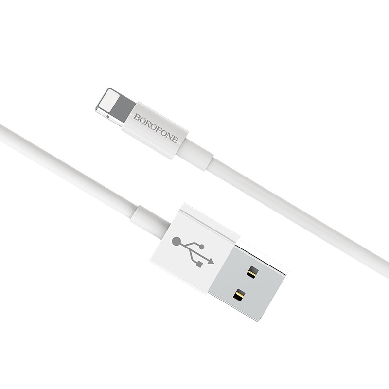 

Кабель USB-Lightning 8-pin, 2A, 1м, белый Borofone Bloom BX22 (703309), BX22