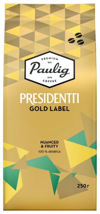 

Кофе в зернах Paulig Presidentti Gold Label 250г, светлая обжарка, 100% арабика (16750), Presidentti Gold Label