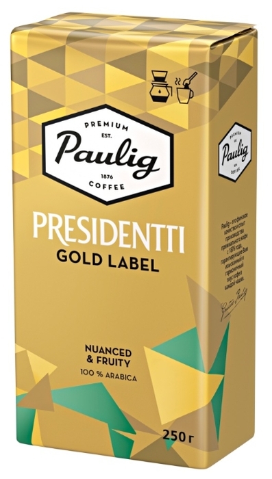 Кофе молотый Paulig Presidentti Gold Label 250 г, арабика