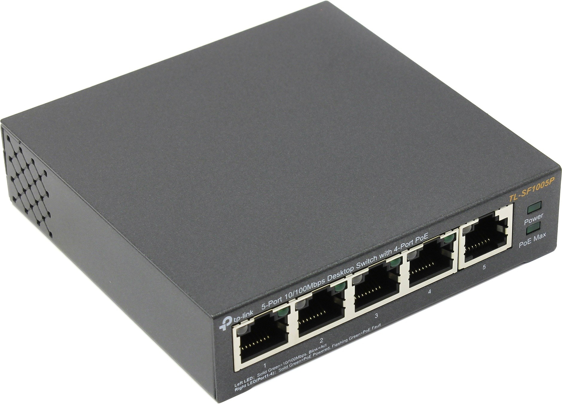 

Коммутатор TP-LINK TL-SF1005P, кол-во портов: 5x100 Мбит/с, PoE: 4x15.4Вт (макс. 58Вт) (TL-SF1005P), TL-SF1005P