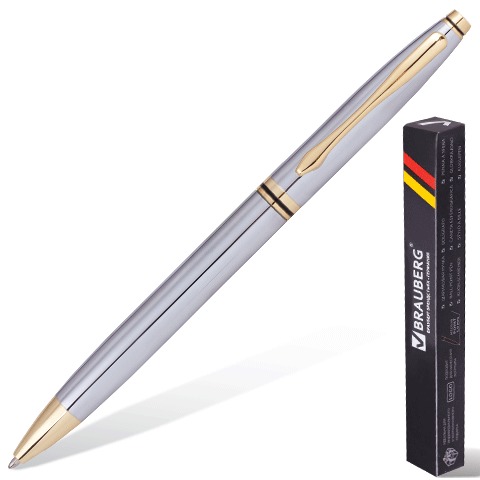 

Ручка шариковая автомат Brauberg De Luxe, синий, металл (141414), De Luxe