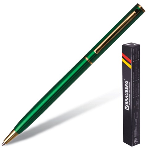

Ручка шариковая автомат Brauberg Slim, синий, металл, коробка (141404), Slim