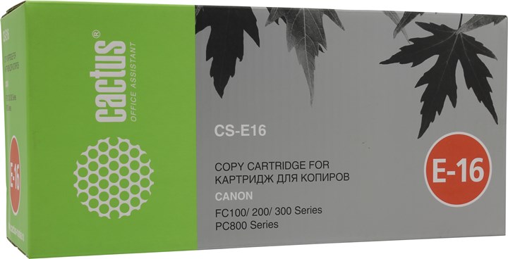 Картридж лазерный Cactus CS-E16 (E16), черный, 2000 страниц, совместимый, для Canon FC100/200/300 Series, PC800 Series (плохая упаковка) - фото 1