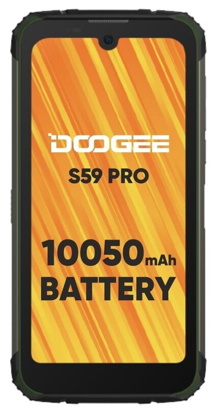 

Смартфон DOOGEE S59 Pro, 5.71" 1520x720 IPS, Mediatek Helio P22, 4Gb RAM, 128Gb, 3G/LTE, NFC, WiFi, BT, 4xCam, 2-Sim, 10050mAh, ударопрочный корпус, USB Type-C, Android 10, зеленый, S59 Pro