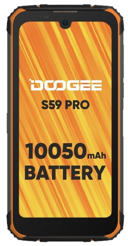 

Смартфон DOOGEE S59 Pro, 5.71" 720x1520 IPS, MediaTek Helio P22, 4Gb RAM, 128Gb, 3G/4G, NFC, Wi-Fi, BT, 4xCam, 2-Sim, 10050mAh, USB Type-C, Android 10, оранжевый, ударопрочный корпус, S59 Pro