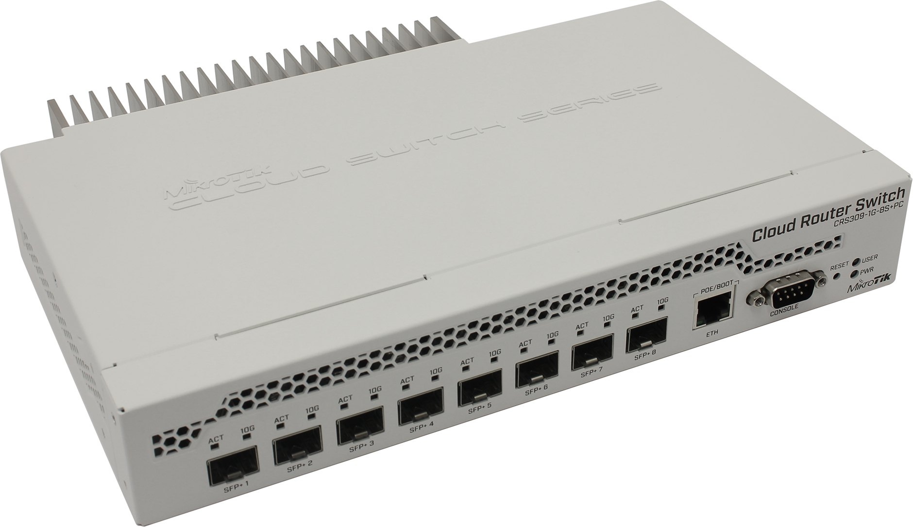 

Коммутатор MikroTik Cloud Router Switch 309-1G-8S+IN, управляемый, кол-во портов: 1x1 Гбит/с, SFP+ 8x10 Гбит/с, установка в стойку (CRS309-1G-8S+IN), Cloud Router Switch 309-1G-8S+IN