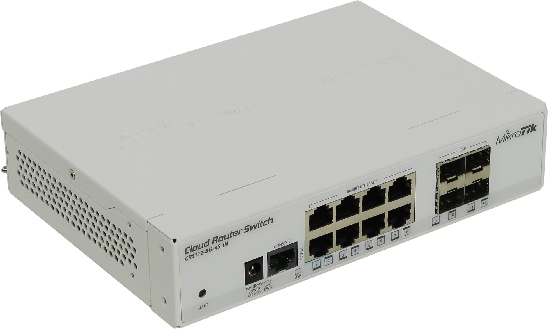 Коммутатор MikroTik Cloud Router Switch 112-8G-4S-IN, управляемый, кол-во портов: 8x1 Гбит/с, SFP 4x1 Гбит/с, установка в стойку (CRS112-8G-4S-IN)