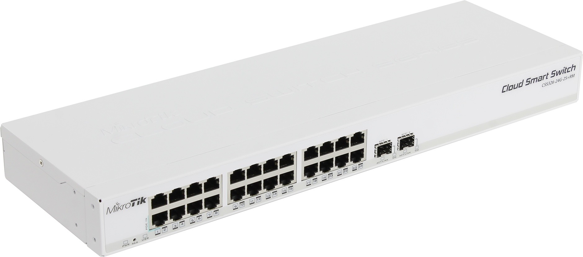 Коммутатор MikroTik Cloud Smart Switch 326-24G-2S+RM, 24x1 Гбит/с, SFP+ 2x10 Гбит/с (CSS326-24G-2S+RM)