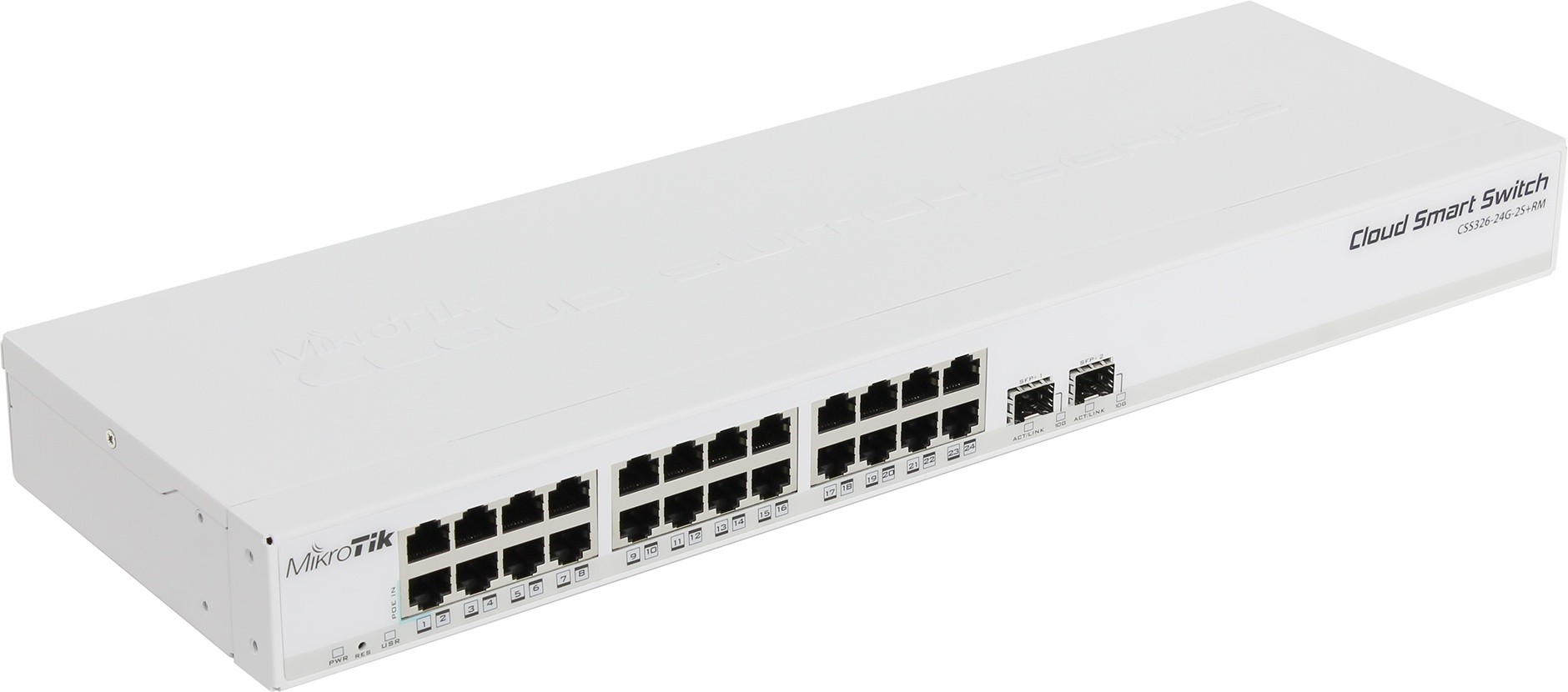 

Коммутатор MikroTik Cloud Smart Switch 326-24G-2S+RM, управляемый, кол-во портов: 24x1 Гбит/с, SFP+ 2x10 Гбит/с, установка в стойку (CSS326-24G-2S+RM), Cloud Smart Switch 326-24G-2S+RM