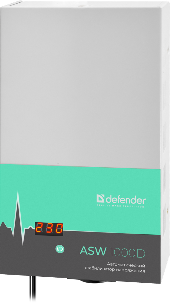

Стабилизатор напряжения Defender ASW 1000D, 1000 VA, 600 Вт, EURO, белый (99045), ASW 1000D