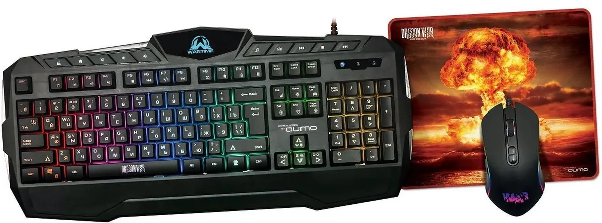 

Клавиатура + мышь Qumo Wartime K51/M67, USB, черный (24375), Wartime K51/M67